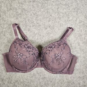 Cacique Lane Bryant Womens Mauve Lightly Lined Demi Lace Bra Intimates Size 40D